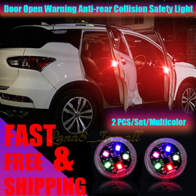 2x Car LED Door Open Warning Lamp Flash Strobe Anti-collision safety Light