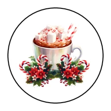 30 Christmas hot chocolate cocoa envelope seals, stickers labels, tags, round