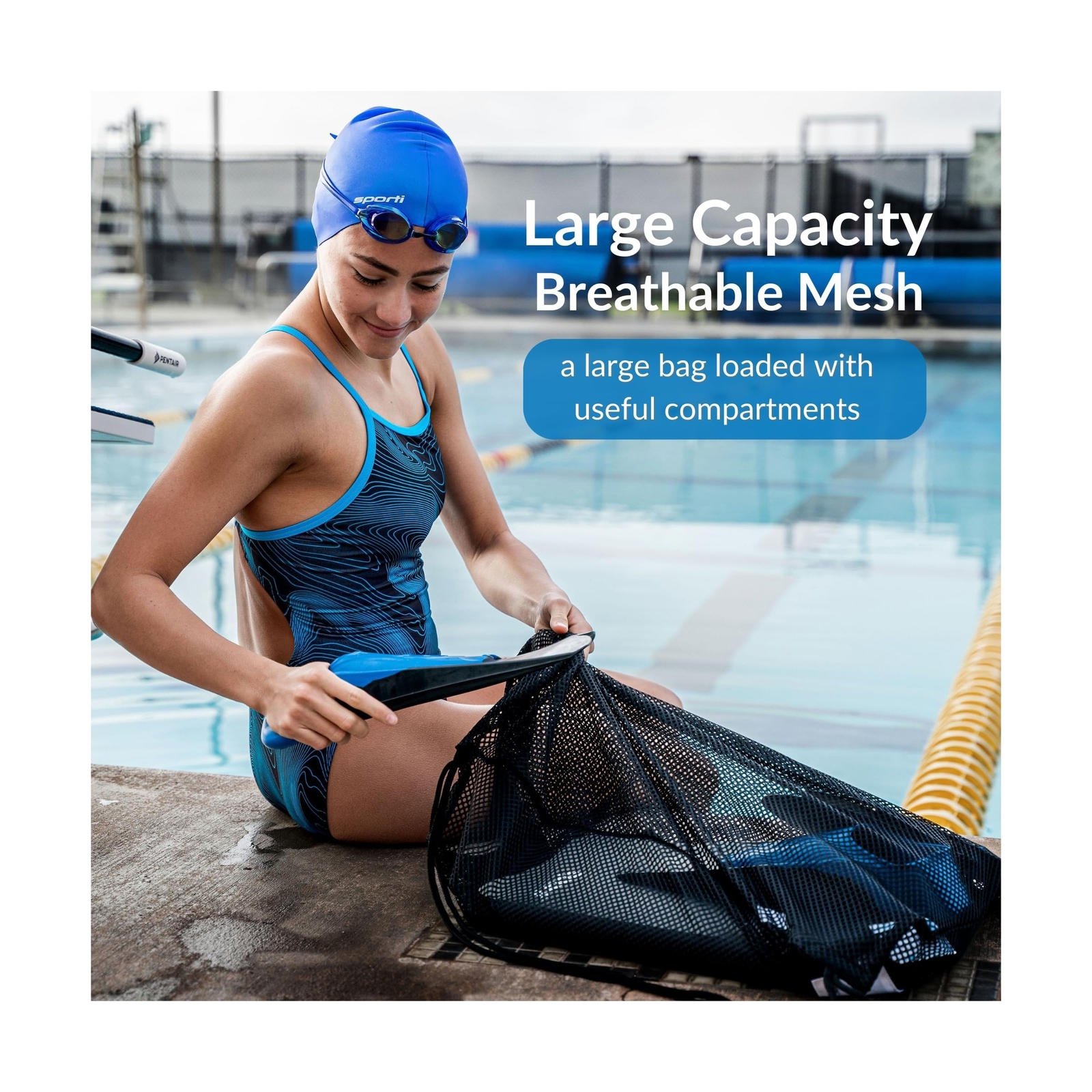 Sporti Swimming Equipment Bags, Mesh Drawstring Backpack,Swim Bag f... Fast Ship