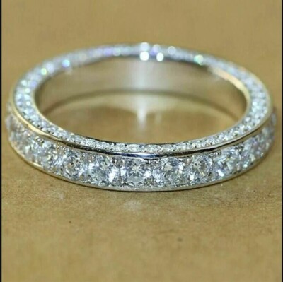 3Ct Round-Cut Lab Created Diamond Full Eternity Band Ring 14K White Gold Plated