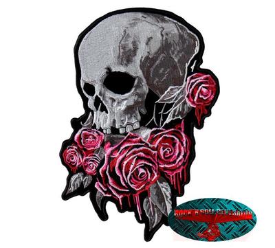 BLEEDING ROSES SKULL Patch Aufnäher Aufbügler Biker Rosen Dead Club USA Twin