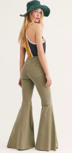 Free People Flared Jeans Just Float On Olive Green Pants Women’s 27x32