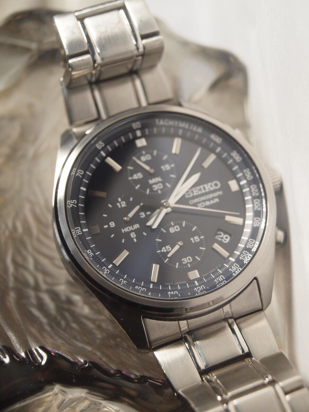 SEIKO CHRONOGRAPH 10 BAR (8T67-OOLO) WATCH IN SILVER & BLACK ...