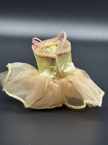 BARBIE Pink Label Yellow Dress Tutu W/ Peach Pink Colored Flower & Ruffle - Picture 2 of 6