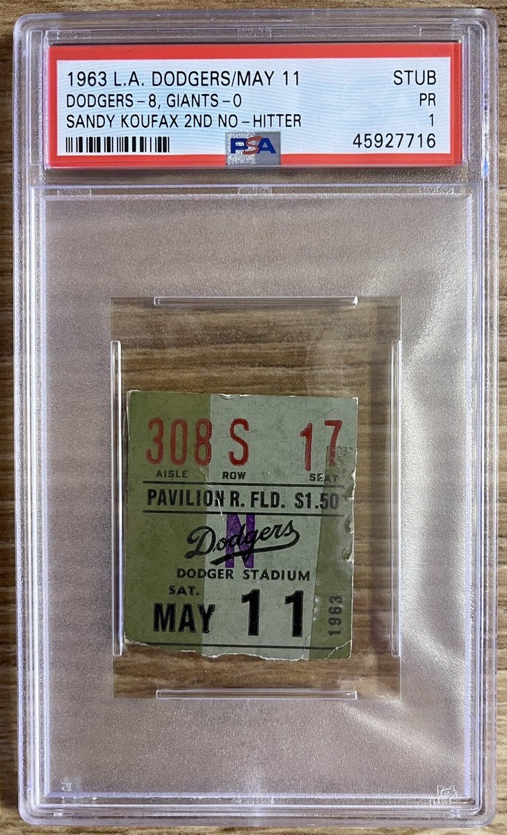 SANDY KOUFAX NO-HITTER #2 WIN #72 TICKET STUB MAY 11, 1963