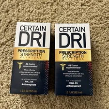 2 Certain Dri Prescription Strength Clinical Antiperspirant Roll On 02/2025 NIB