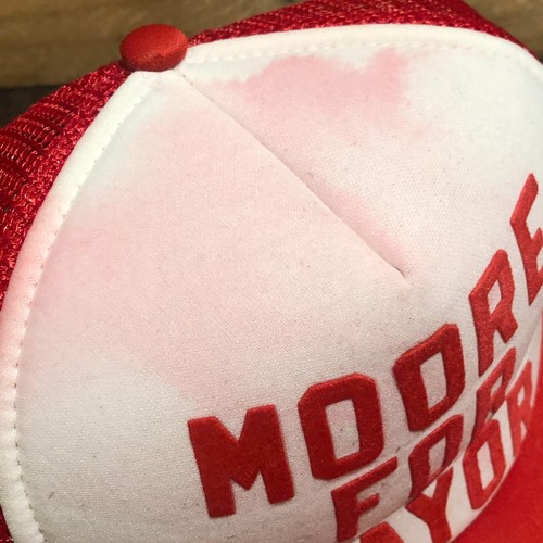 Vintage Moore For Mayor Hat Snapback Cap Mens Red White 80s 90s Campaign - READ - Picture 4 of 16