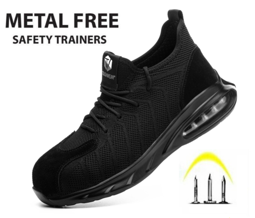 UK Mens Safety Trainers Lightweight NON Steel Toe Cap Work Boots Safety Shoes - Afbeelding 1 van 12