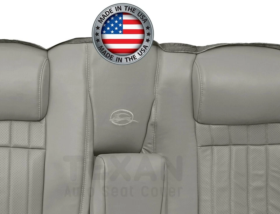 1996 Chevy Impala SS Second Row Lean Back Perforated Leatherette Seat Cover Gray - Image 3 of 4