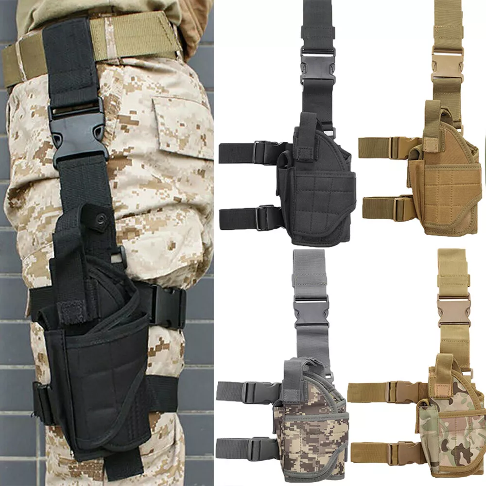 Military Drop Leg Holster Tactical Thigh Pistol Gun Pouch Right