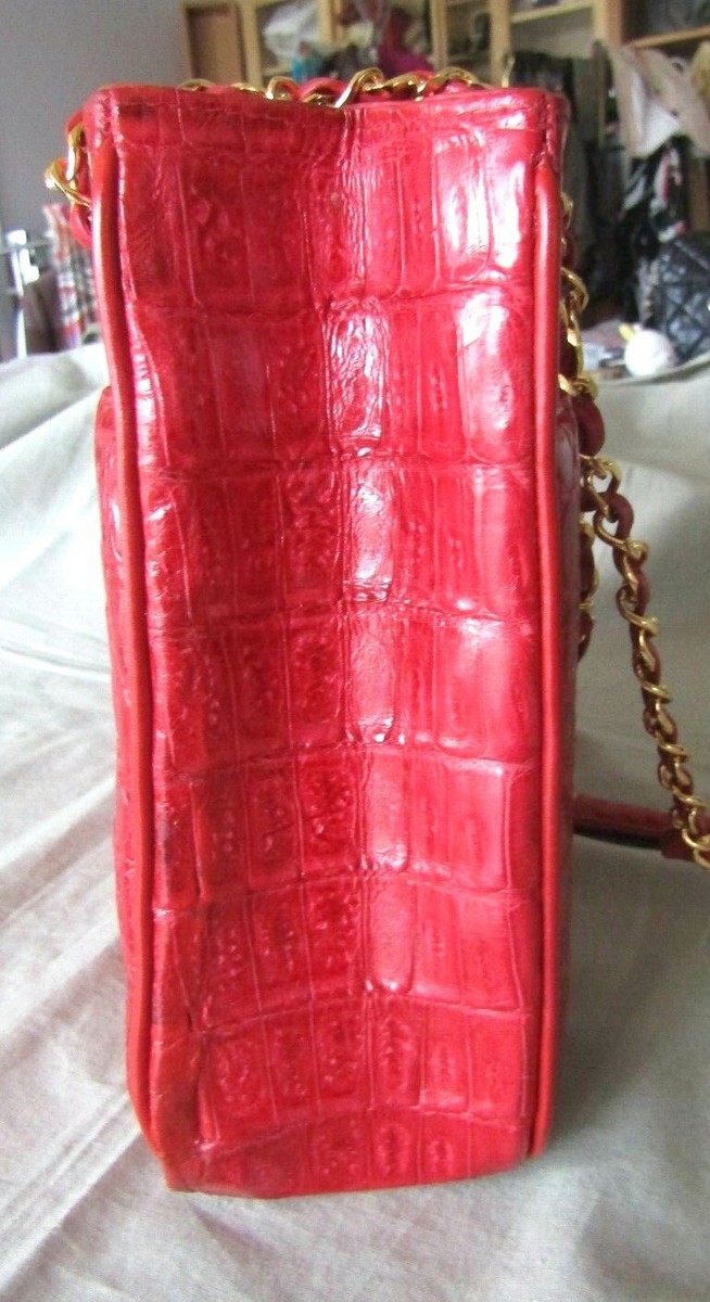 Chanel Red Crocodile Leather Shopping Tote | eBay