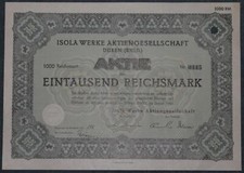 ISOLA Werke Aktiengesellschaft 1935 1000 RM