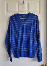 Polo Golf Ralph Lauren Men  s Size Medium Cotton V Neck Sweater Blue White 4 