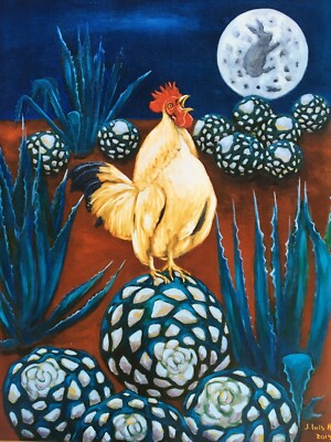Luna y Agave, Moon, Jose Luis Ramirez, Wall Art Print Poster 14'' x 11'' (010)
