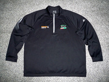 Men's ADIDAS Performance 1/4 Zip Pullover XL BLACK w/3 Stripes w/Golf Sponsor