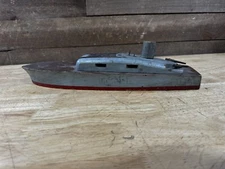 Vintage WW2 Era Wooden Navy Battleship Home Front Toy 16" long Unmarked USN