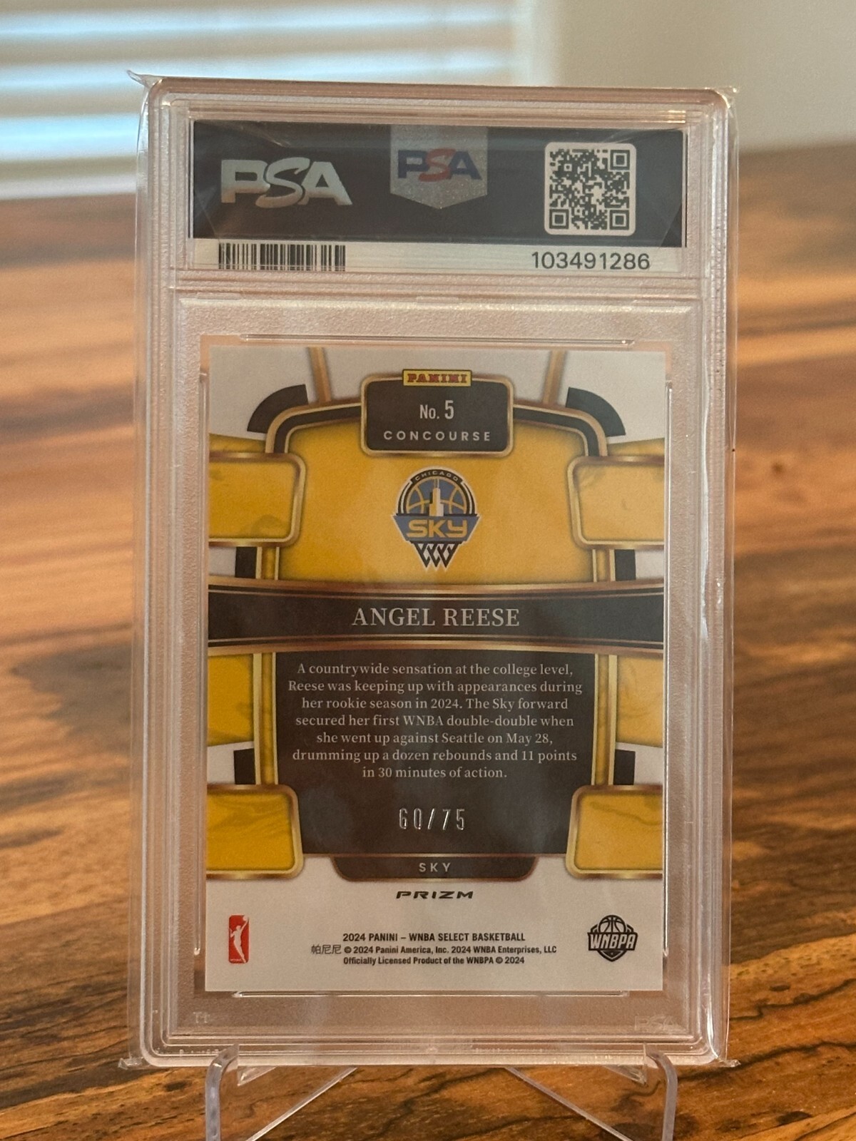 2024 Panini Select Rookie Neon Green Angel Reese PSA 8 Sky view 2