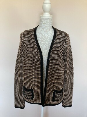 M & S   Brown  Knitted  Jacket  Blaser   Cardigan   SIZE L  UK 14 EUR 40