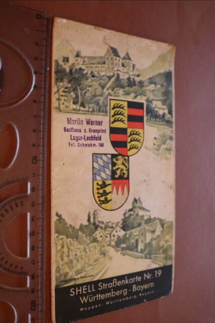 alte Shell Straßenkarte Nr. 19 - Württemberg - Bayern 30er Jahre ?
