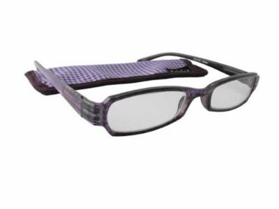 Calabria 758 Reading Glasses&Matching Chamois Case Spring Hinge Violet +3.50