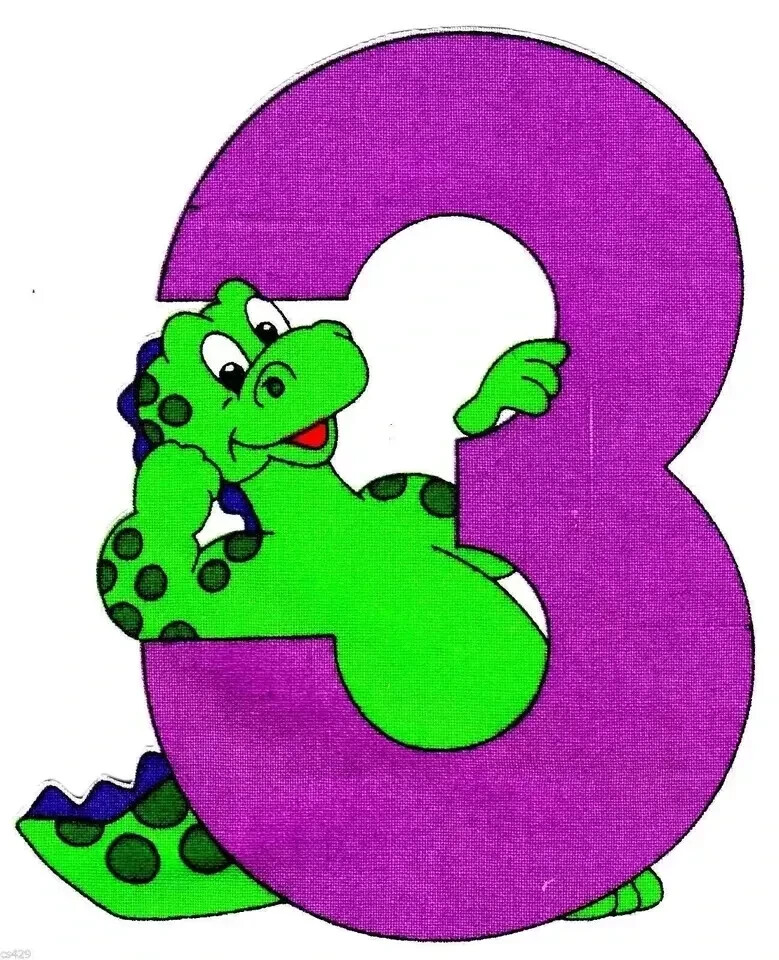 dinosaur number heat transfer iron on #3 not embroidered 3 inch USA
