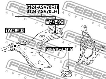 0124-ASV70RH FEBEST Track Control Arm for LEXUS,TOYOTA,TOYOTA (GAC)