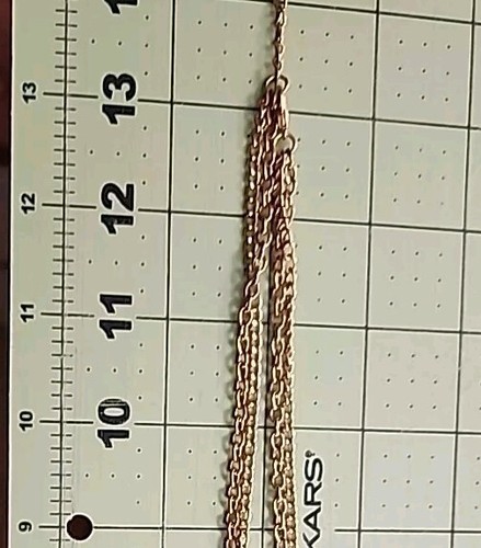 BOHO Double Strand Waterfall Necklace Gold Tone Chains & Acrylic Beads - Picture 9 of 10