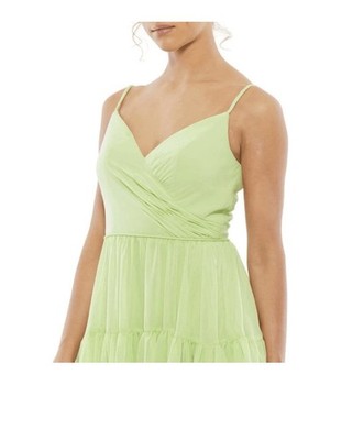 Ieena Mac Duggal NWT Spaghetti Strap Faux Wrap Short Dress Sz 12
