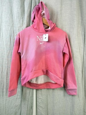 Nike Hoodie Girls Large Pink Batik Logo French Terry Pullover Ombre DJ5824-622