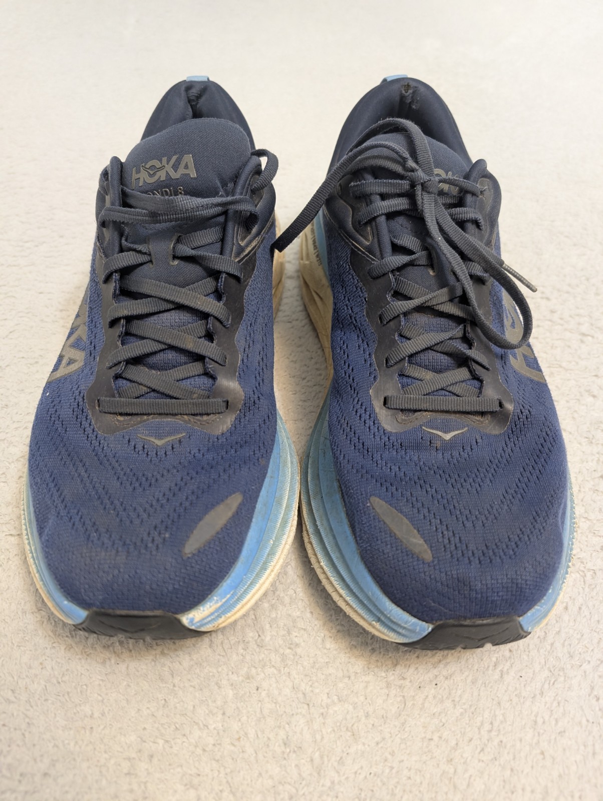 Hoka One One Shoes Bondi 8 Navy Blue Mens 12 Wide 2E Running Sneaker Gym thumbnail 2
