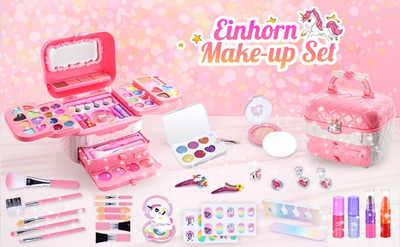 Einhorn Make-up Set für Kinder, 35-teilig, Glitzer, hautfreundlich, Zubehör