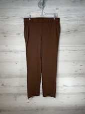 Talbots Pants Womens 10 Brown Ponte Straight Leg Pull On Stretch Dress Work