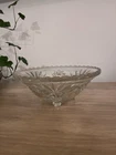 Vintage Anchor Hocking Prescut Clear Glass Foot Candy Bowl 6.75" Scalloped Dish