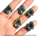 Healing Labradorite Gemstone 925 Sterling Silver Plated Bulk Rings Lot Jewelry