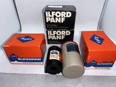 Lot 5 Rolls EXPIRED AGFA 200 ASA B&W Superpan 135 Film & Ilford Panf Film & Fox