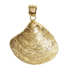 New 14k Yellow Gold Seashell Pendant