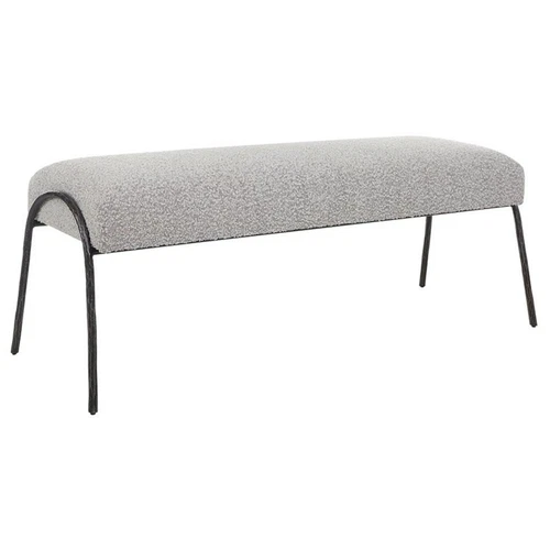 Uttermost Jacobsen Contemporary Fabric and Iron Bench in Warm Gray/Aged Black - Picture 1 of 8