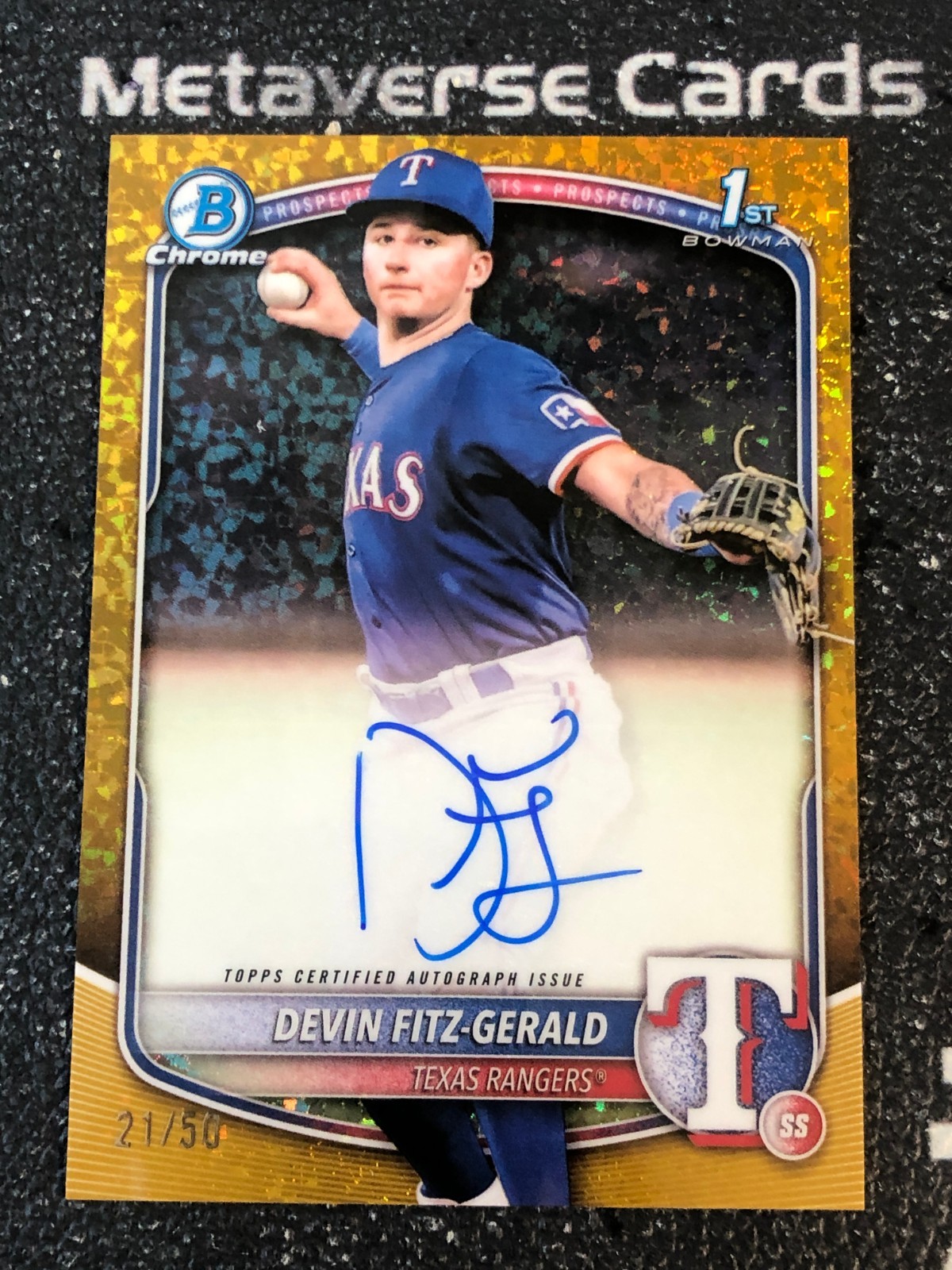 2025 Bowman Chrome 1st Prospect Autograph Gold Mini-Diamond Devin Fitz-Gerald/50