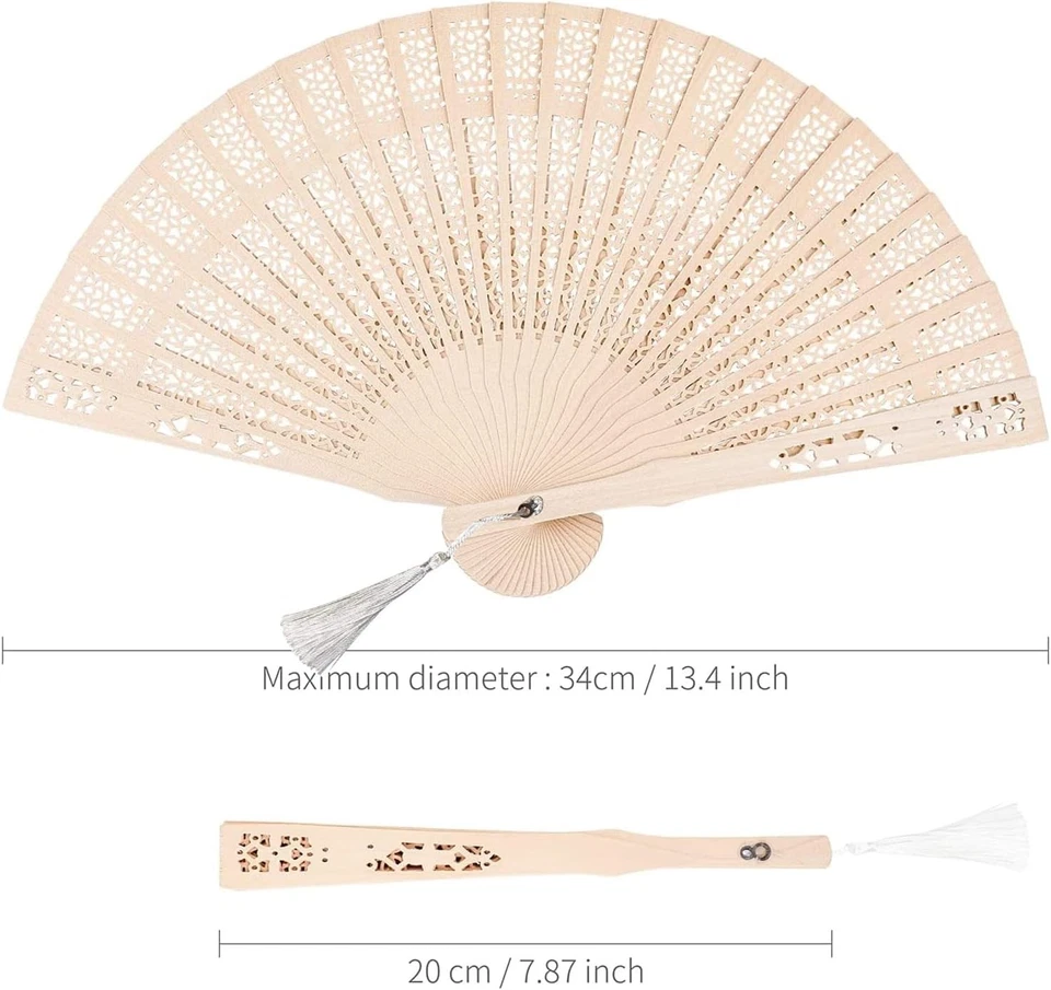 6 PCS Wooden Folding Fans Handheld Vintage Wood Hand Fan Foldable 6pcs  - Image 2 of 4