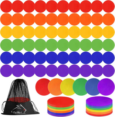 60 Pcs Poly Vinyl Spot Markers Rubber Floor Dots Non Slip Agility Markers Flat F