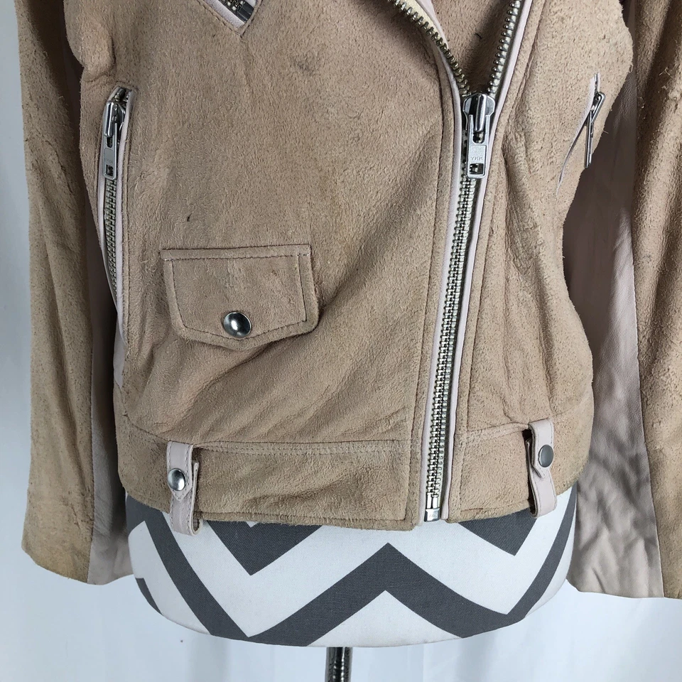 Chaqueta IRO Ashville Moto Cuero Rosa Beige Talla 38 Mujer’s Foto 3 de 4