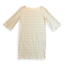 Lauren Ralph Lauren Yellow Stripe Boat Neck Dress Women's M