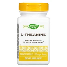 2 X  Natures Way, L-Theanine, 180 Vegan Capsules (100 mg per Capsule)