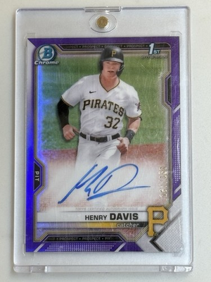 #ad 2021 1st Bowman Draft Henry Davis Chrome Purple Auto 250 #CDA HD Pittsburgh $38.88