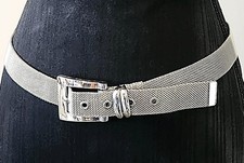 Cool Vintage 1980s Mesh Metal Belt Silver Tone Adjustable Size 32 to 35 Inch