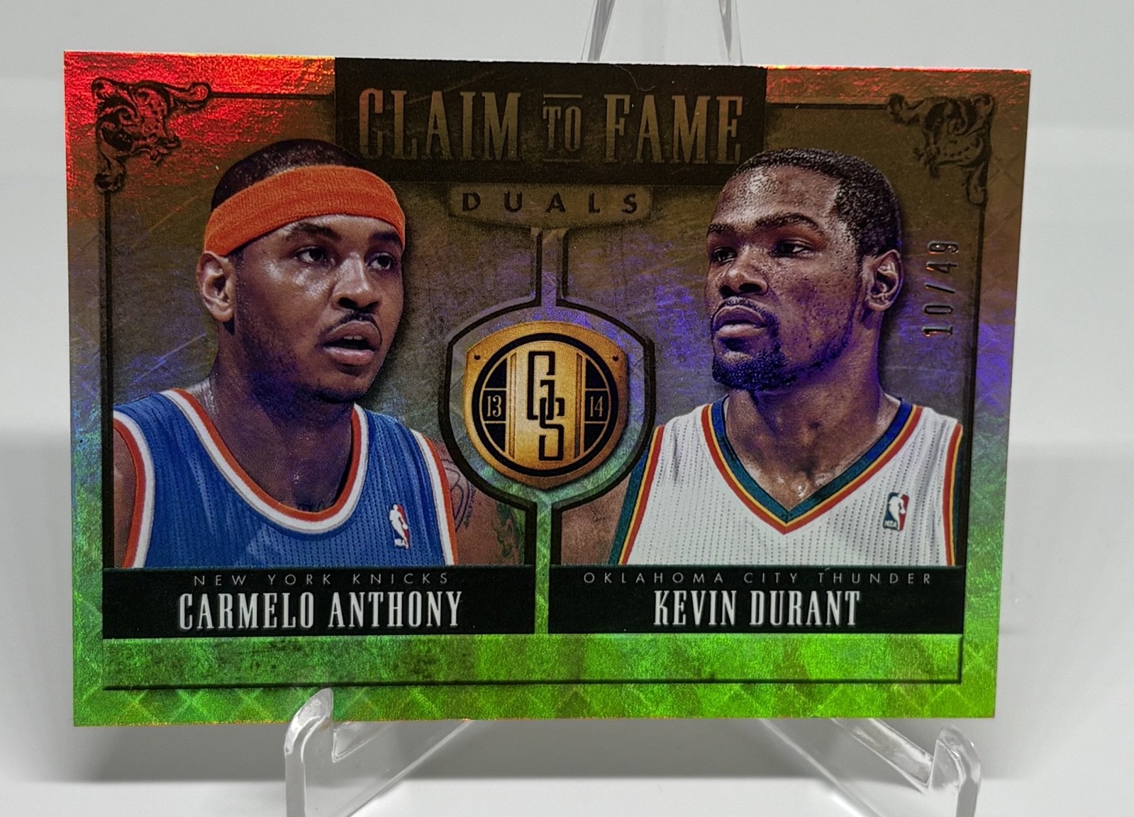 2013-14 Panini - Claim to Fame Duals Kevin Durant, Carmelo Anthony #1 Platinum 