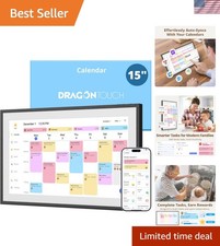 Elegant 15.6" Digital Family Planner Interactive Chore Chart with Photo Frame