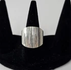 925 Sterling Silver Vintage Mexico SU Ribbed wide column Statement Ring Size 7