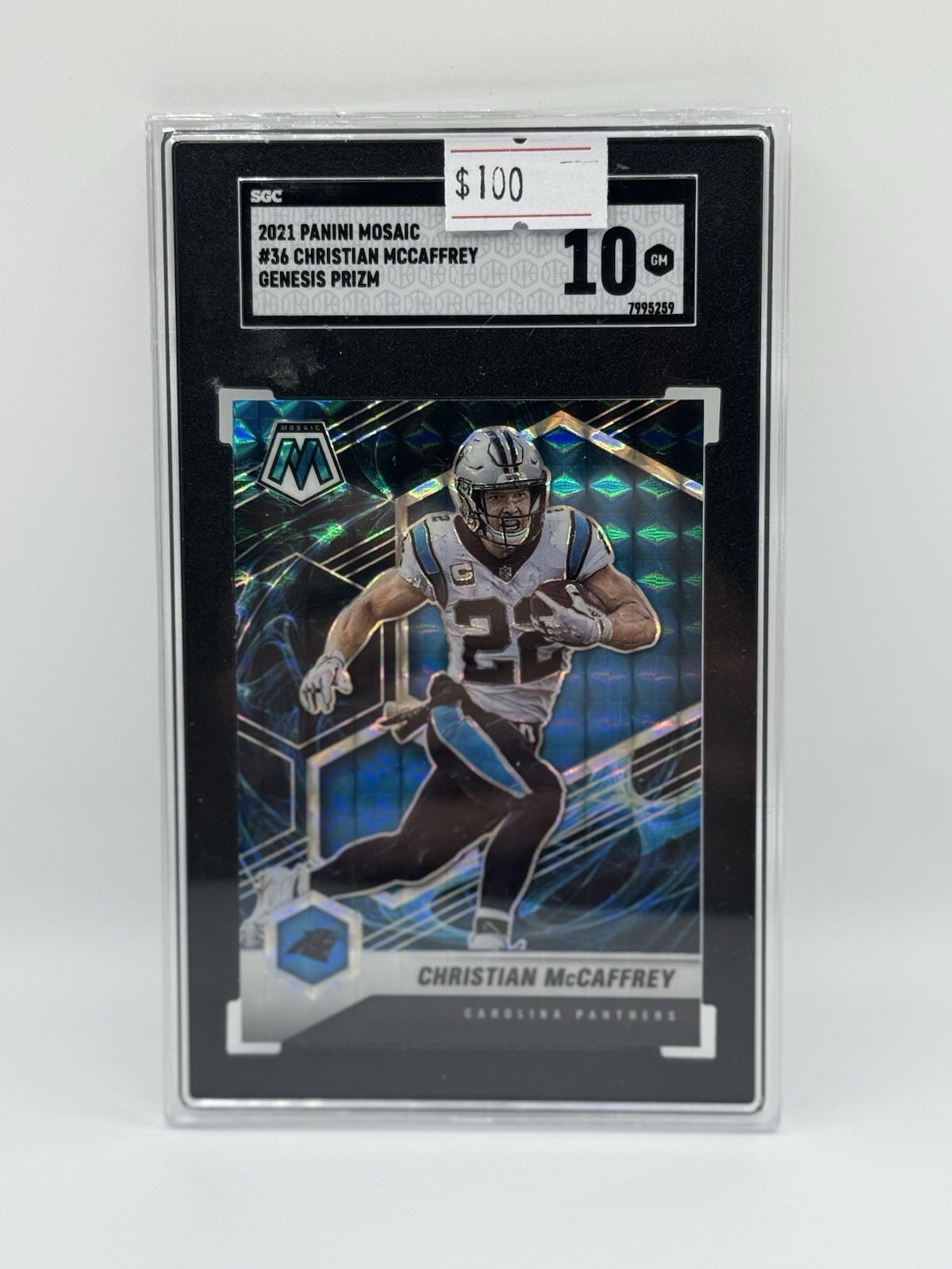 2021 Panini Mosaic Mosaic Genesis Prizm Christian McCaffrey #36 SGC MT 10