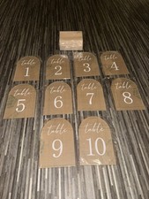 Wedding Table Numbers, 1-10 Acrylic Table Numbers with Wooden Base